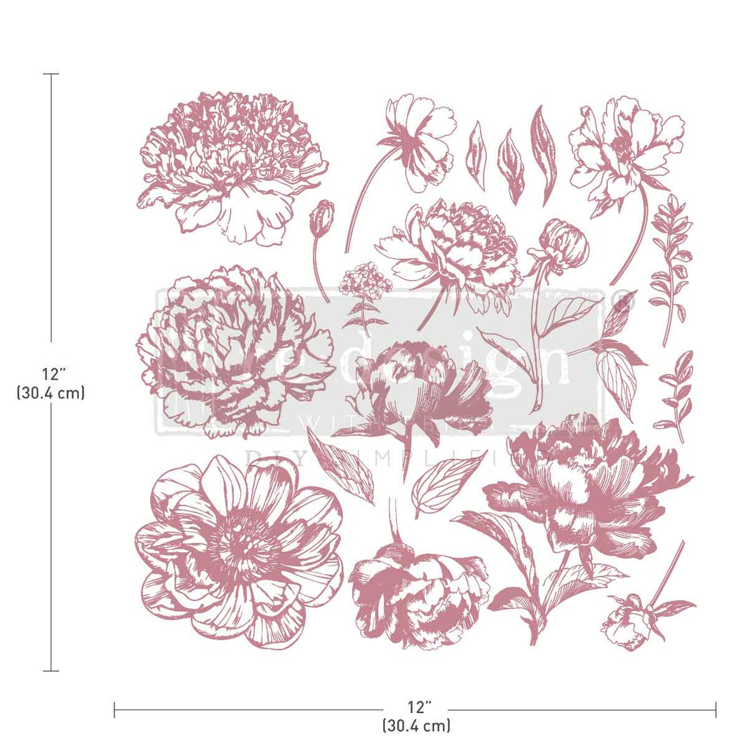 CLEARLY-ALIGNED DÉCOR STAMPS - Linear Floral - 12x12 clear cling