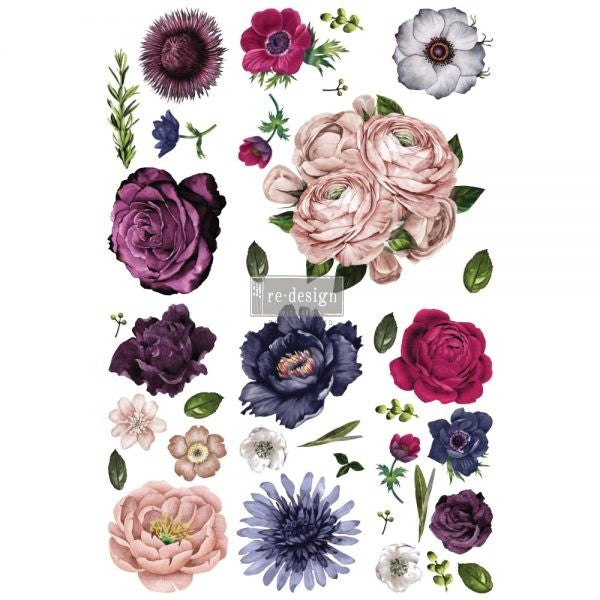 Redesign Decor Transfers® - Lush Floral II - 6 sheets, design size 44" X 30"