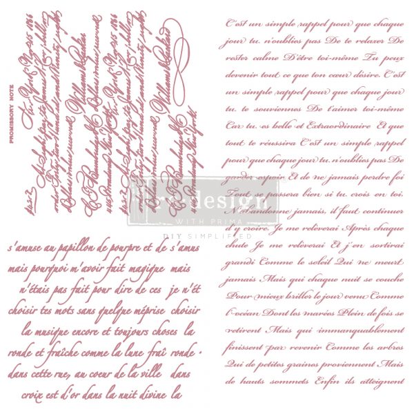 Redesign Decor Stamp – Vintage Script – 12″x12″ (3 pcs)