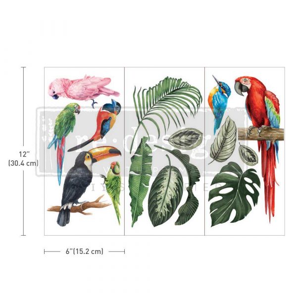 Decor Transfers® - Tropical Birds - 3 sheets, 6"x12"