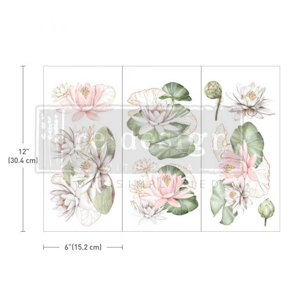 Decor Transfers® - Water Lilies - 3 sheets, 6"x12"