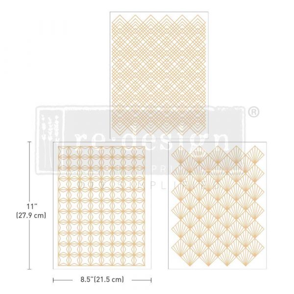Decor Transfers® - Golden Art Deco - 3 sheets, 8.5"x11"