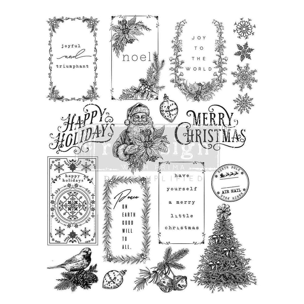 Decor Clear Stamp - Santa's Helper Tags - 8.5x11 sheet size