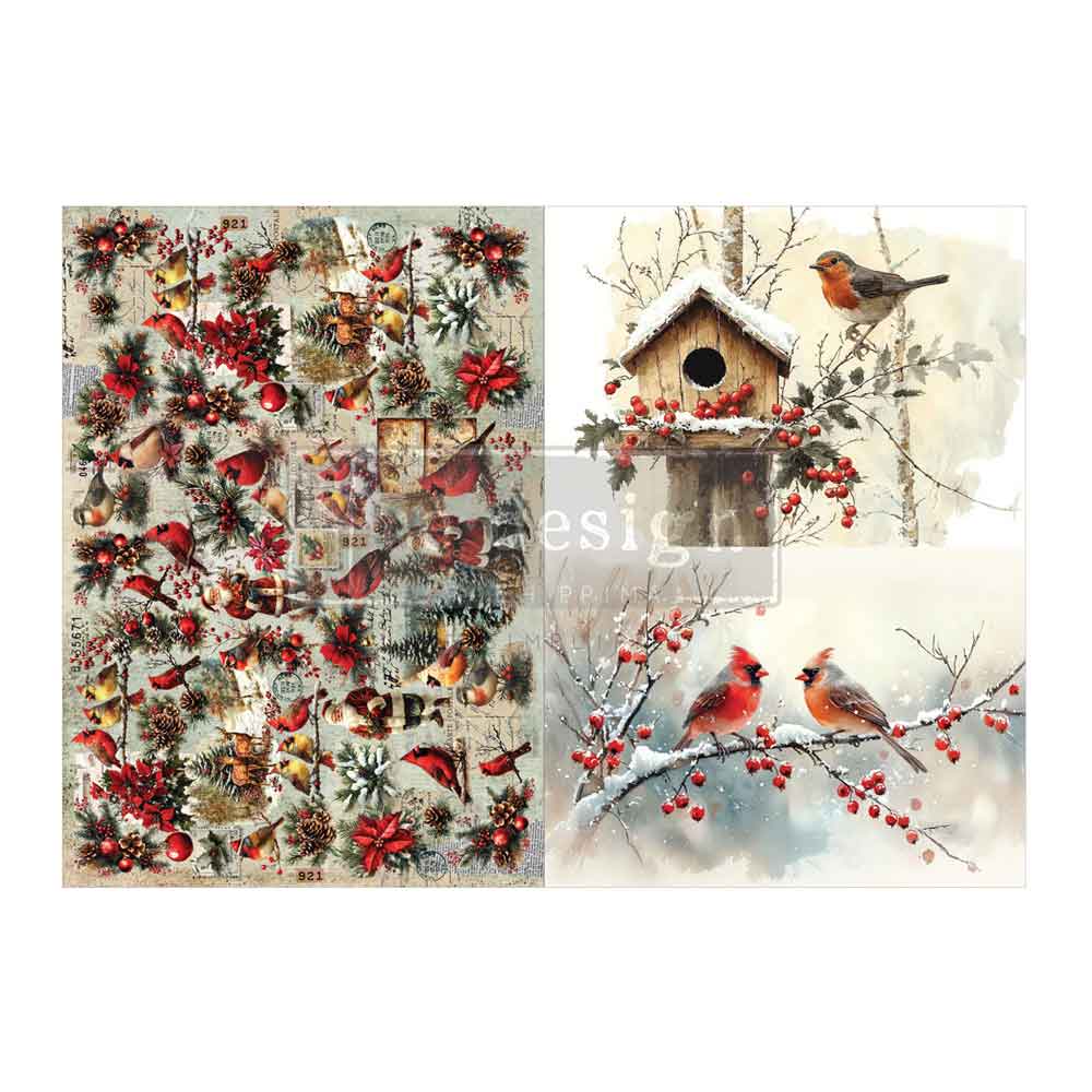 New! A3 Decoupage Fiber Pack - Feathered Elegance Christmas