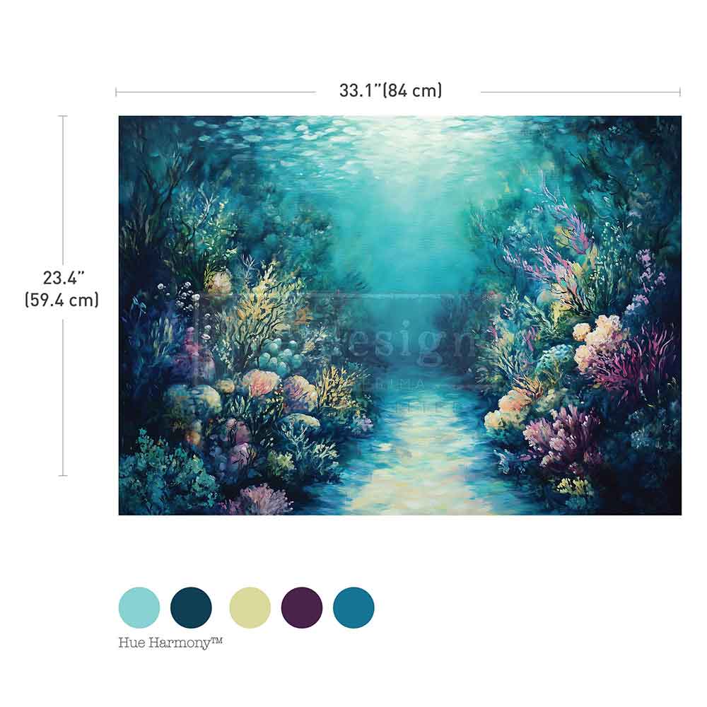 Coral Dreams Decoupage Fiber Paper – A1 fiber sheet (23.4″ x 33.1″), Ocean Themed Paper
