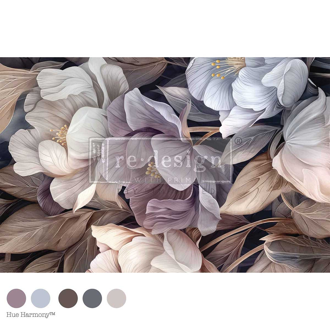 Petals In Prose Fiber Paper - Découpage Décor Tissue Paper – 1 Sheet (19.5″ X 30″)