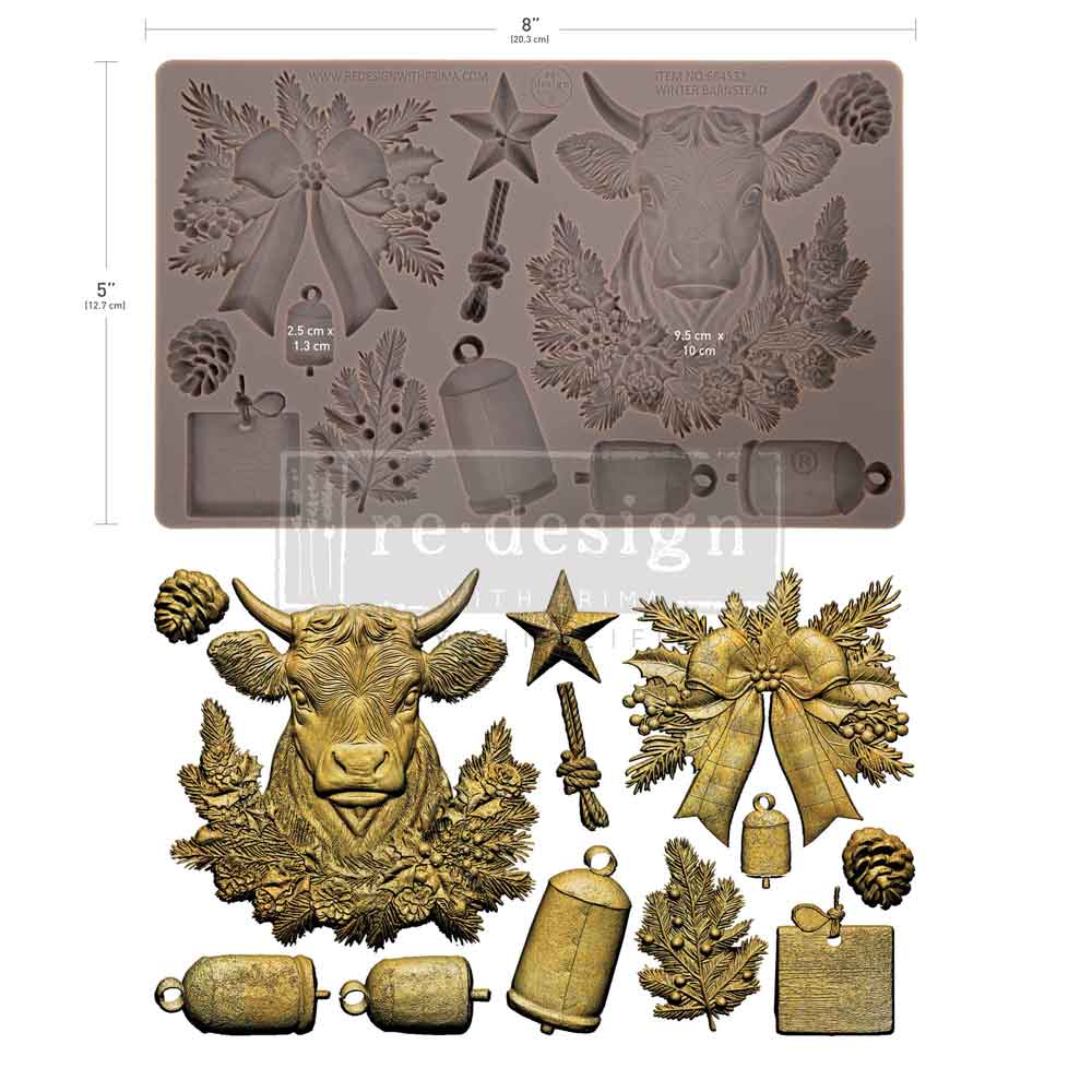NEW! Winter Barnstead, Decor Moulds® - Winter Barnstead Mould, Farm Animal Holiday.