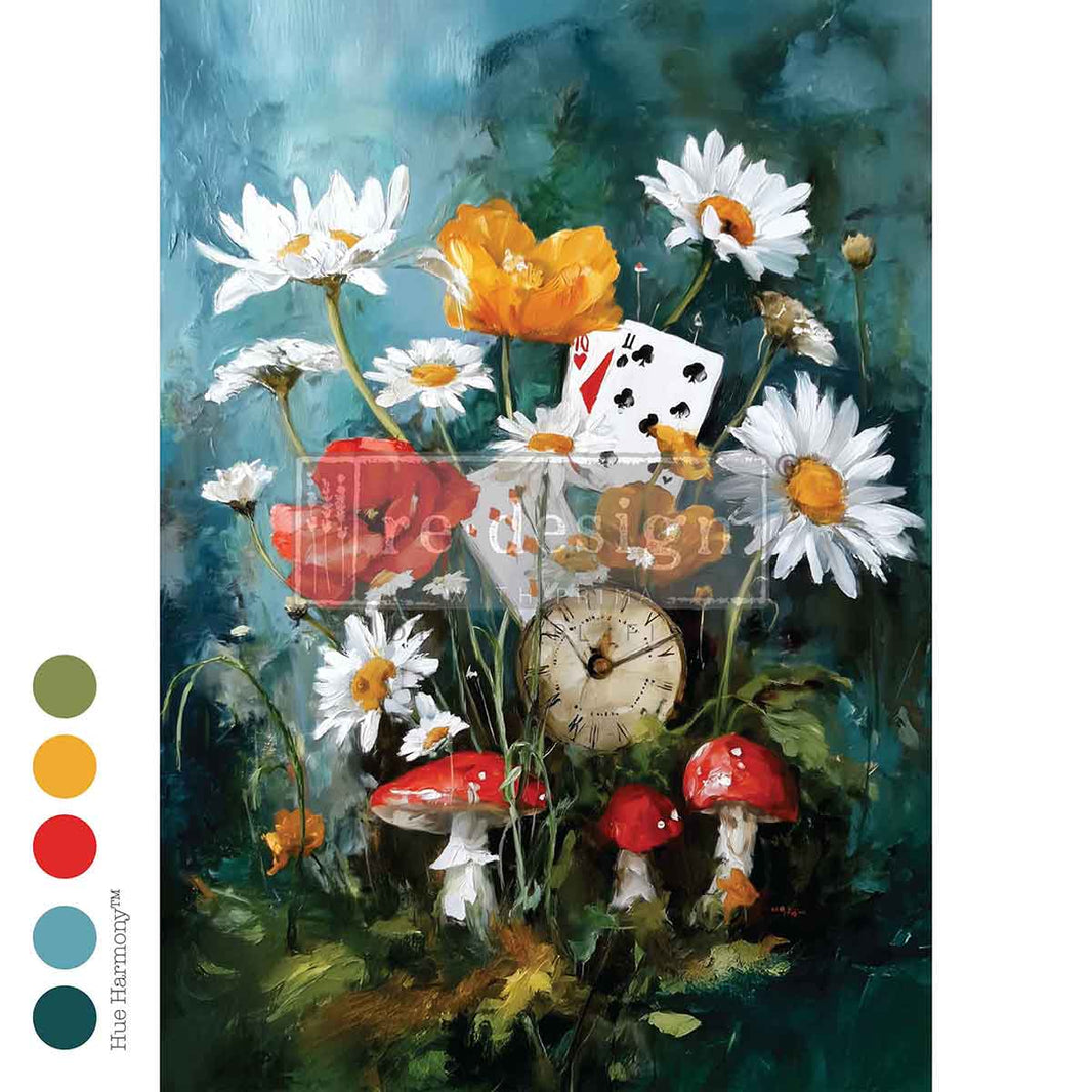 Alice and Wonderland Paper, Time Rooted In Wonderland, A2 Decoupage Fiber