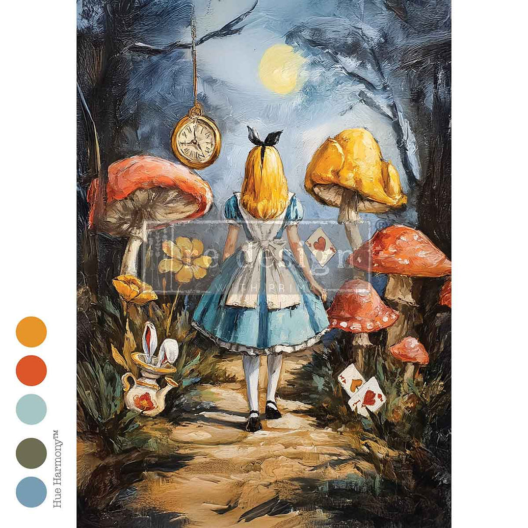 A3 Decoupage Fiber - A Trail Of Hearts & Hares, Alice and Wonderland