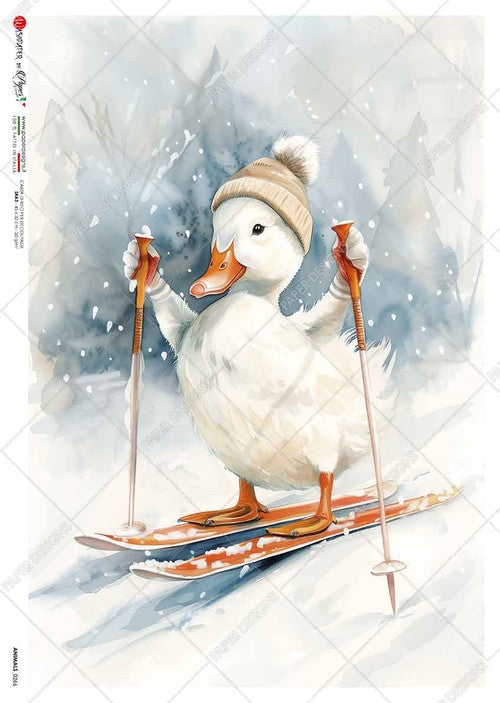 Paper Designs Snow Ski Duckling Rice Paper
