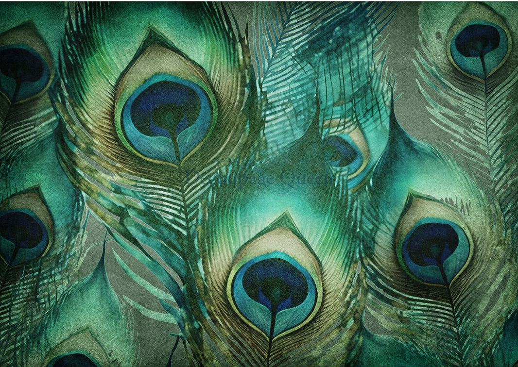 Jeweled Feathers 0565, rice paper design by Decoupage queen, arts & entertainment > hobbies & creative arts > arts & crafts, for decoupage and crafting