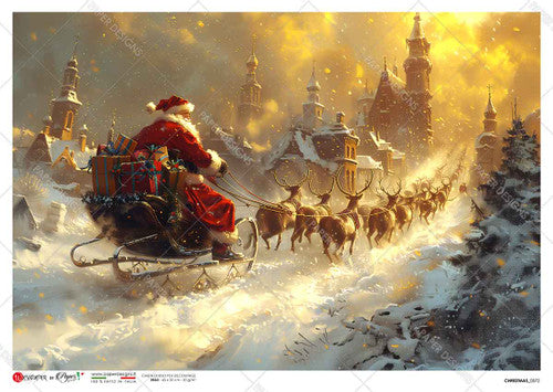 Paper Designs Sledding Through Town II Rice Paper