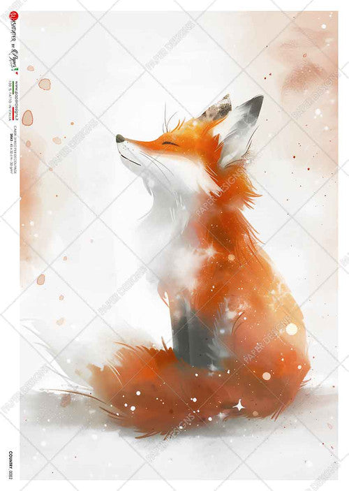 Paper Designs Smiling Fox in the Snow Rice Paper