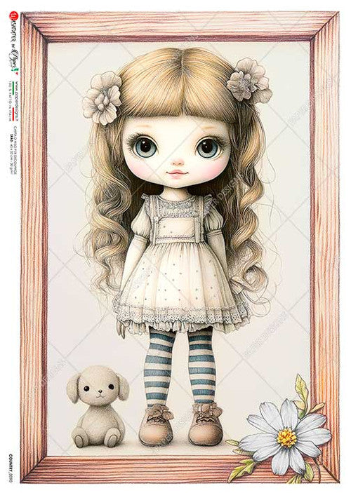 Paper Designs Doll with Dog Rice Paper