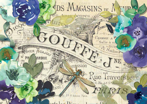 Watercolor Blue Flowers and Dragonfly (Retiring)