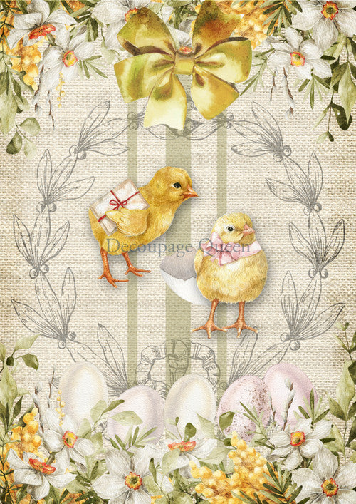 Easter Chicks, rice paper design by Decoupage Queen, arts & entertainment > hobbies & creative arts > arts & crafts > art & crafting materials > art & craft paper > drawing & painting paper, for decoupage and crafting
