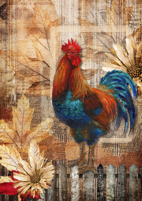 Country Rooster, rice paper design by Decoupage Queen, arts & entertainment > hobbies & creative arts > arts & crafts > art & crafting materials > art & craft paper > drawing & painting paper, for decoupage and crafting