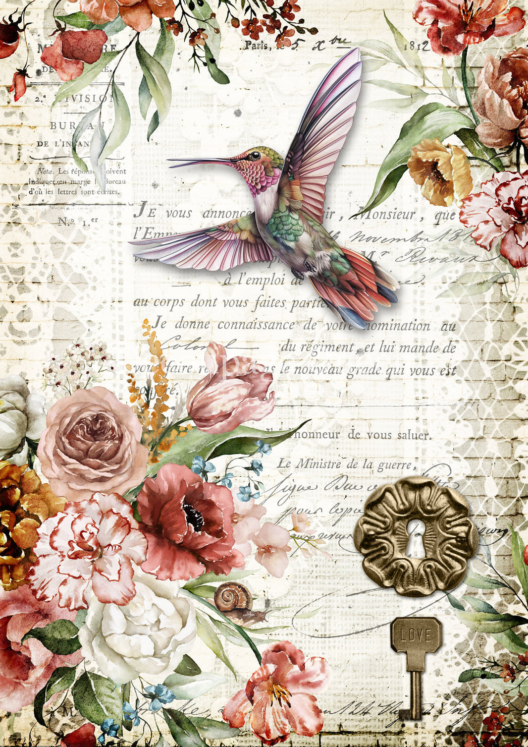 Colorful Blooms, rice paper design by Decoupage Queen, arts & entertainment > hobbies & creative arts > arts & crafts, for decoupage and crafting