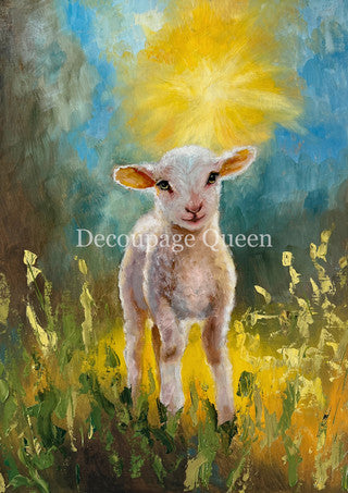 Lamb in the Light, rice paper design by Decoupage Queen, arts & entertainment > hobbies & creative arts > arts & crafts, for decoupage and crafting