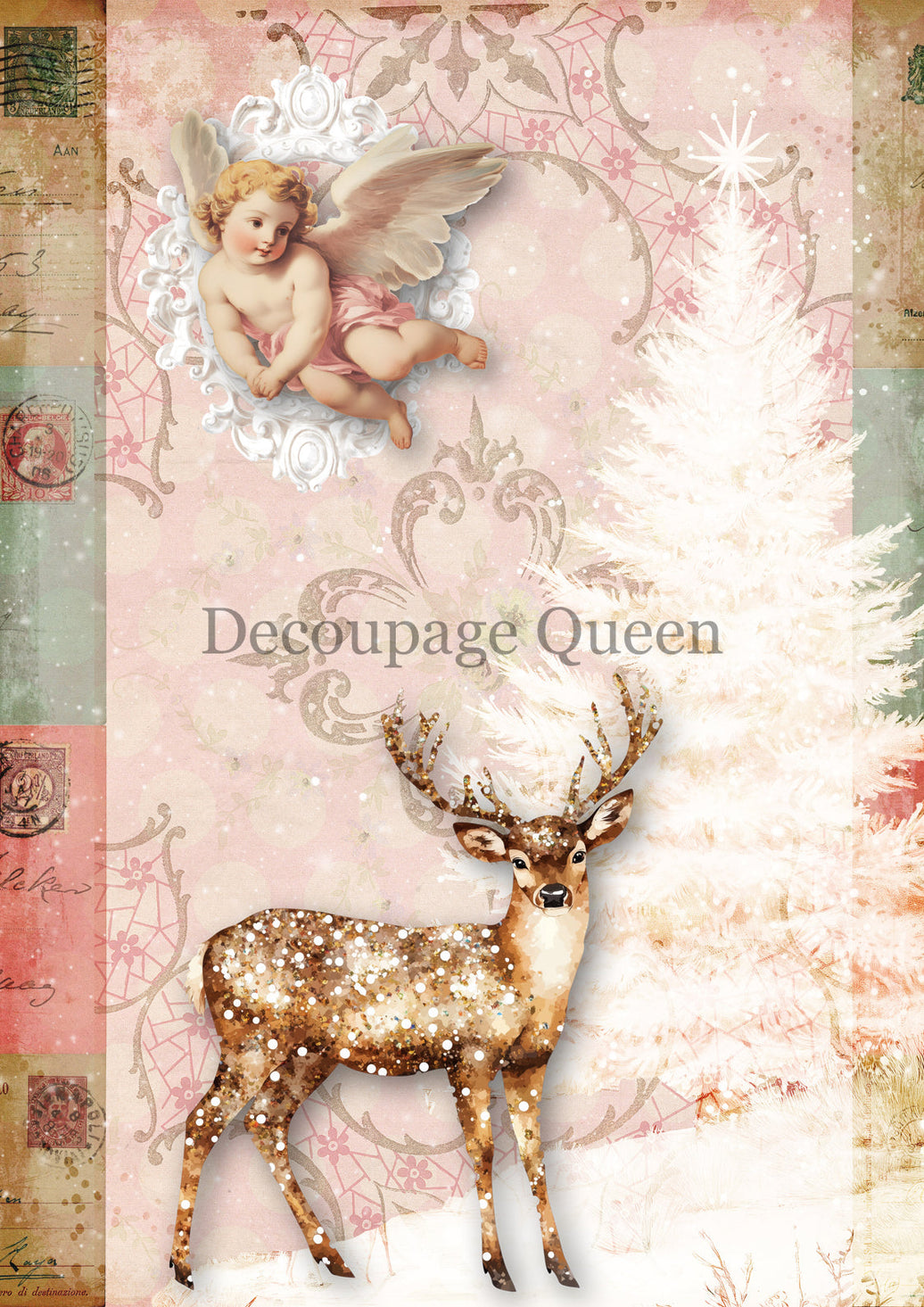 Decoupage Queen Pink Deer Rice Paper, rice paper design by Decoupage queen, arts & entertainment > hobbies & creative arts > arts & crafts > art & crafting materials > art & craft paper > drawing & painting paper, for decoupage and crafting