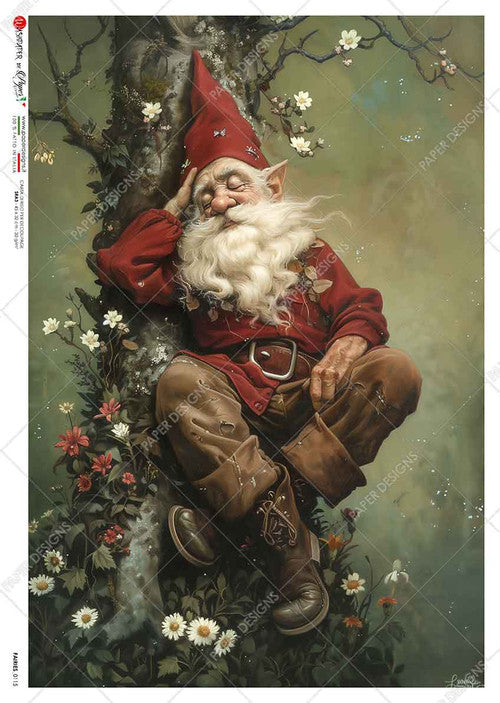 Paper Designs Sleeping Santa Gnome Rice Paper