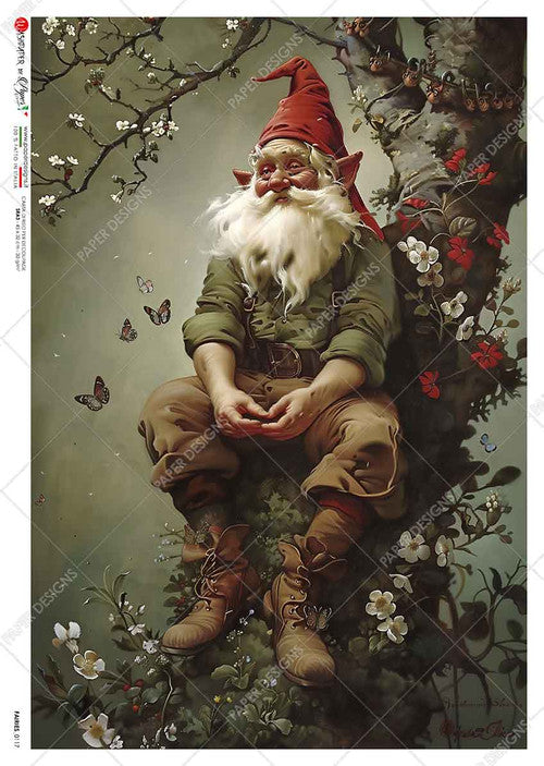 Paper Designs Pondering Christmas Gnome Rice Paper