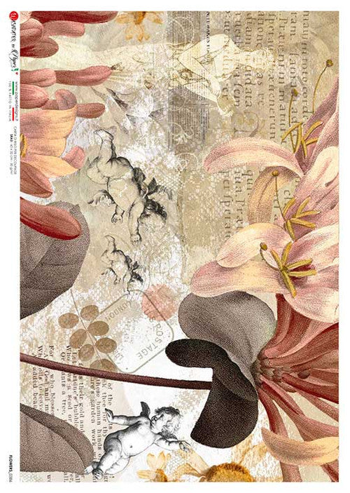 Paper Designs Rice Paper Floral Ephemera Collage PD FLOWERS 0386