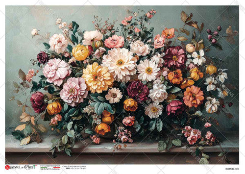 Paper Designs Large Floral Arrangement Still Life Rice Paper