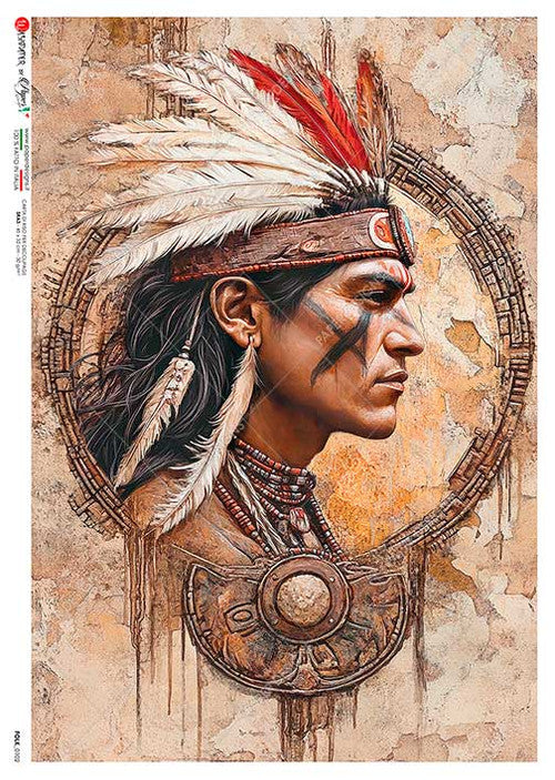 Paper Designs Native American Warrior I Rice Paper