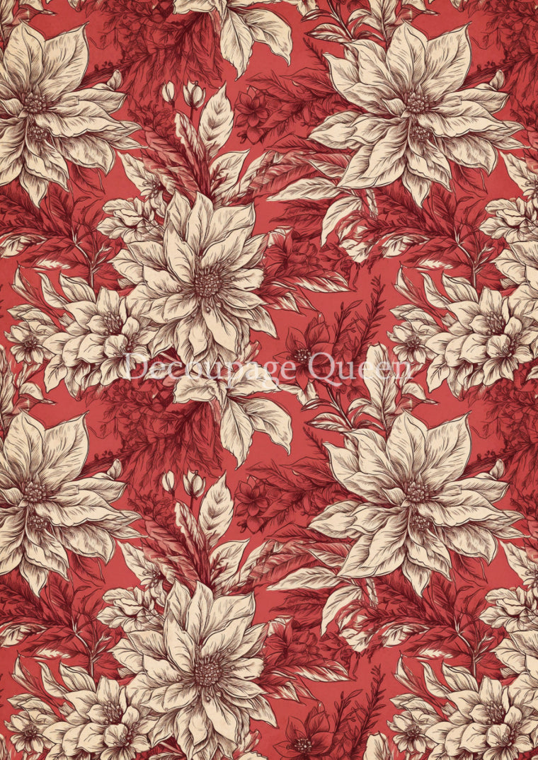 Vintage Poinsettia, rice paper design by Decoupage queen, arts & entertainment > hobbies & creative arts > arts & crafts, for decoupage and crafting