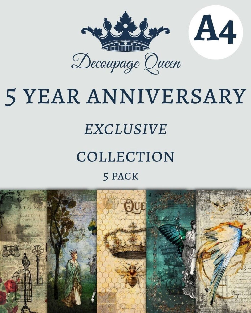 5 Year Anniversary Pack, rice paper design by Decoupage Queen, arts & entertainment > hobbies & creative arts > arts & crafts > art & crafting materials > art & craft paper > drawing & painting paper, for decoupage and crafting