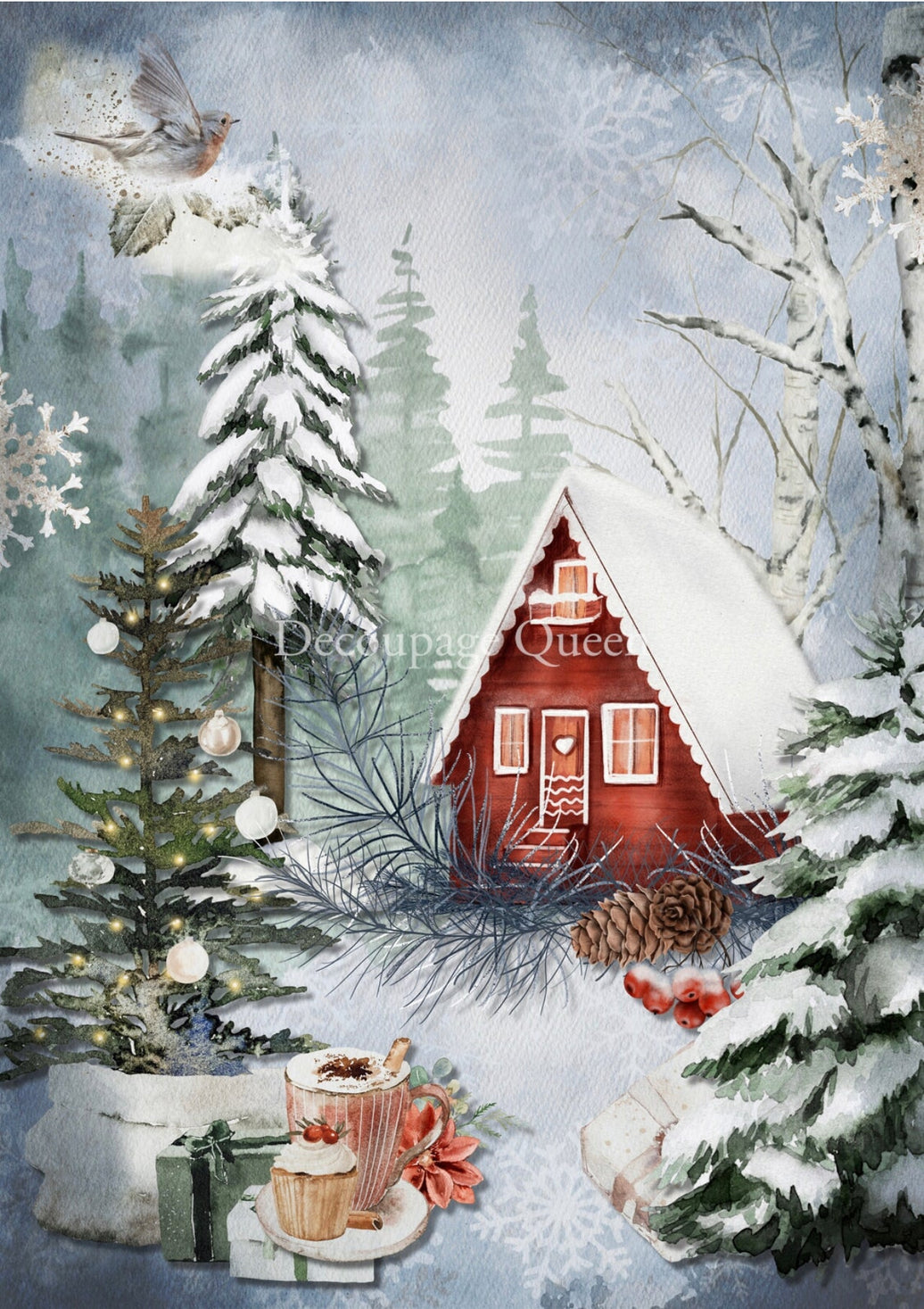 Cozy Cottage, rice paper design by Decoupage queen, arts & entertainment > hobbies & creative arts > arts & crafts, for decoupage and crafting