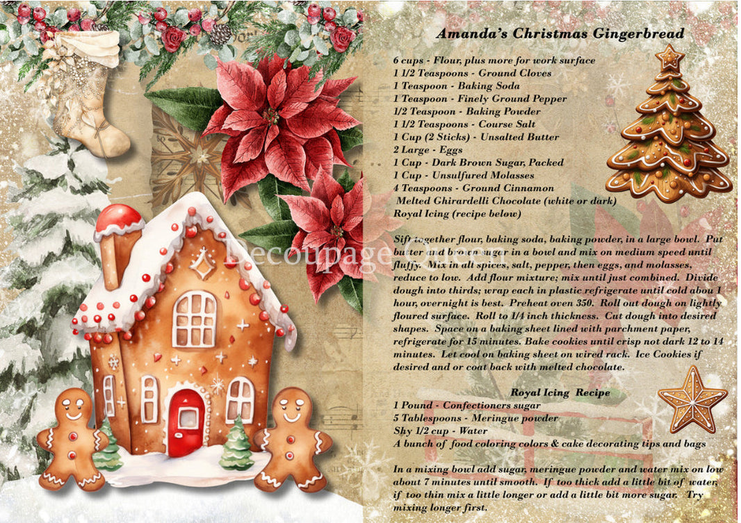 Amanda's Gingerbread Recipe, rice paper design by Decoupage queen, arts & entertainment > hobbies & creative arts > arts & crafts, for decoupage and crafting