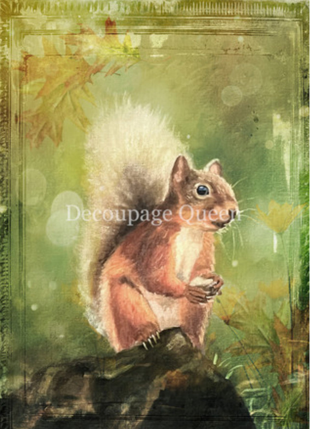Decoupage Queen Teresa Rene Art Woodland Squirrel Rice Paper, rice paper design by Decoupage Queen, arts & entertainment > hobbies & creative arts > arts & crafts > art & crafting materials > art & craft paper > drawing & painting paper, for decoupage and crafting