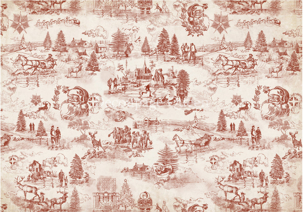 Christmas Toile, rice paper design by Decoupage queen, arts & entertainment > hobbies & creative arts > arts & crafts, for decoupage and crafting