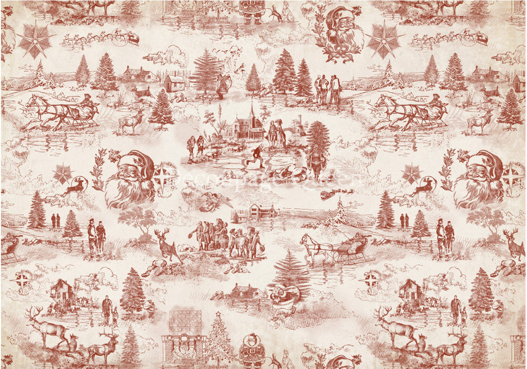 Christmas Toile, rice paper design by Decoupage queen, arts & entertainment > hobbies & creative arts > arts & crafts, for decoupage and crafting