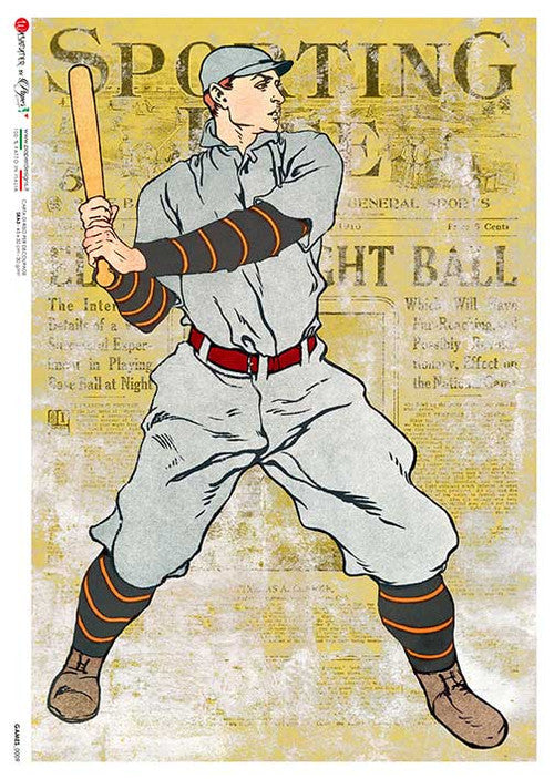 Paper Designs Rice Paper Vintage Baseball PD GAMES 0009