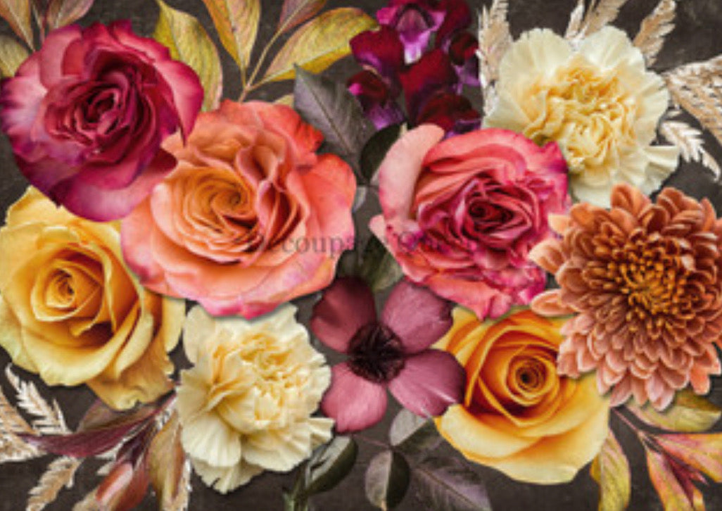 Fruit Punch Florals, rice paper design by Decoupage Queen, arts & entertainment > hobbies & creative arts > arts & crafts, for decoupage and crafting