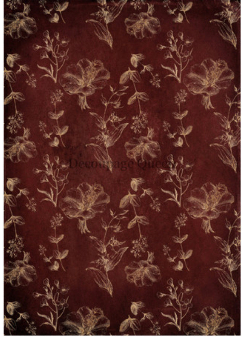 Red and Gold Floral, rice paper design by Decoupage Queen, arts & entertainment > hobbies & creative arts > arts & crafts, for decoupage and crafting