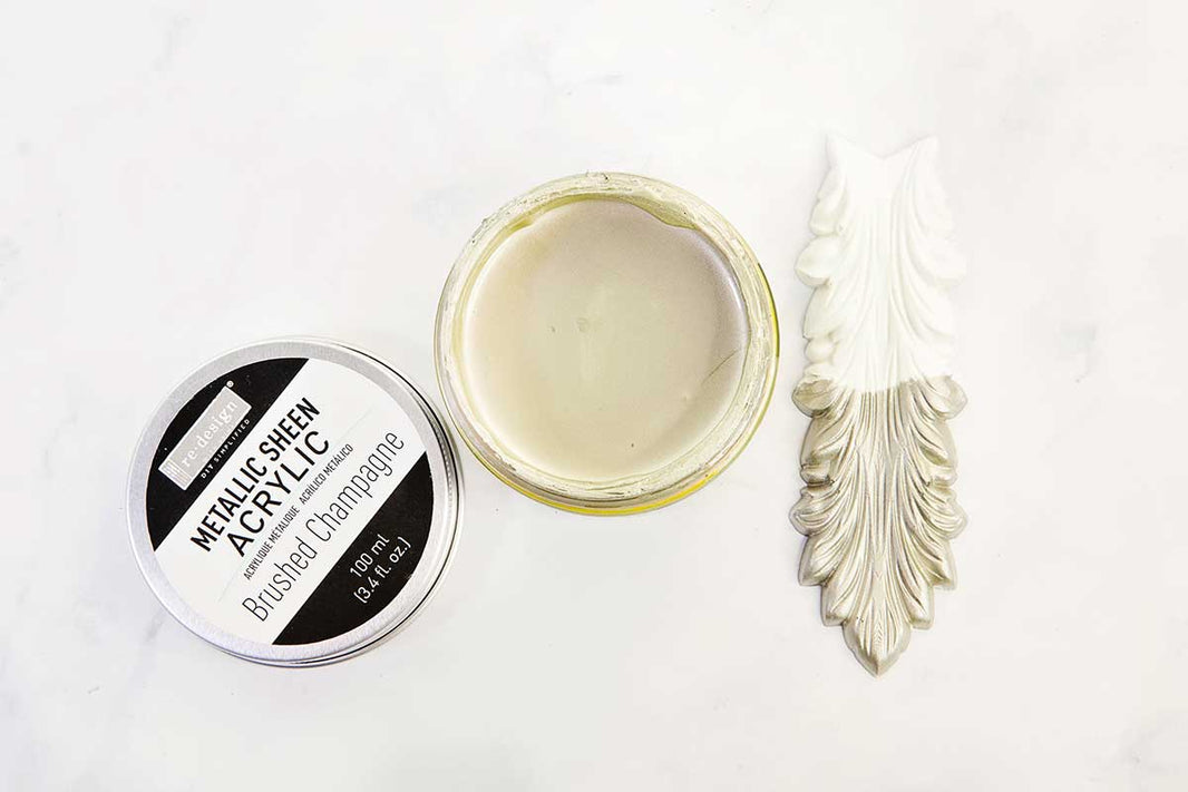 Brushed Champagne Paint, Redesign Acrylic Paint Metallic Sheen - Brushed Champagne - 1 jar, 100 ml (3.4 fl