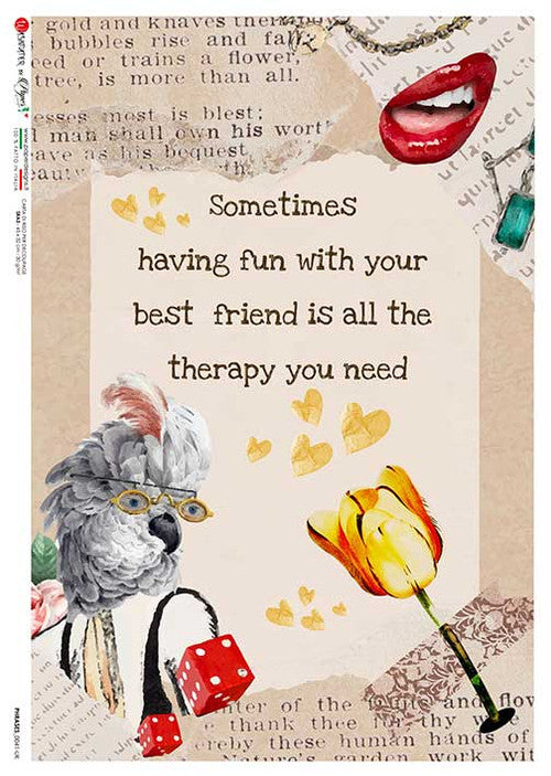 Paper Designs Rice Paper Best Friend Therapy PD PHRASES 0041