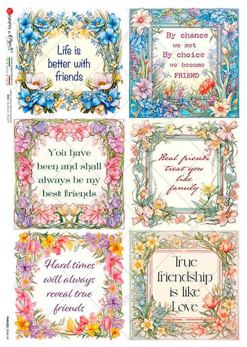 Paper Designs Friendship Sentiments Six Pack A4 Rice Paper