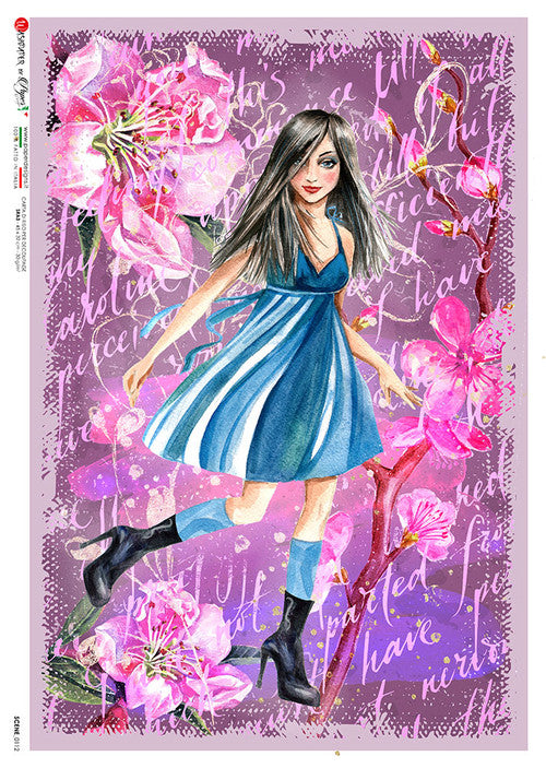 Paper Designs Girl with Blue Dress Scene 0112