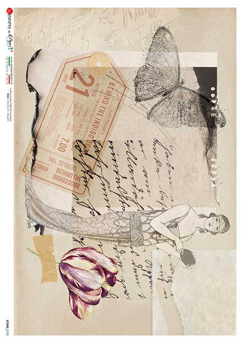 Paper Designs Rice Paper Vintage Fashion Ephemera PD SCENES 0123