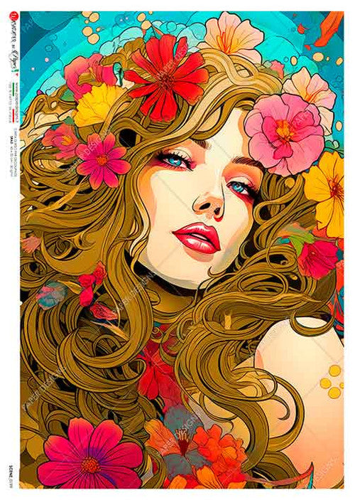 Paper Designs Lush Locks Floral Color Pop A4 Rice Paper