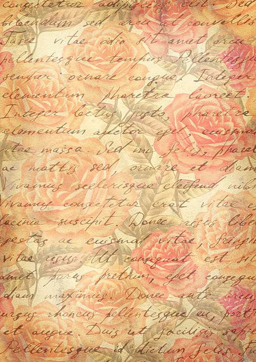 Paper Designs Peach Roses and Script XL-PTN-0030