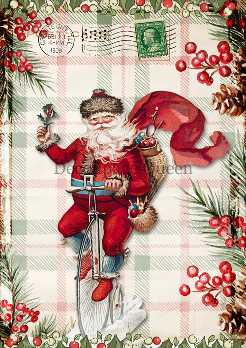 Pink Christmas A4 Pack w/ Bonus Paper, rice paper design by Decoupage Queen, arts & entertainment > hobbies & creative arts > arts & crafts > art & crafting materials > art & craft paper > drawing & painting paper, for decoupage and crafting