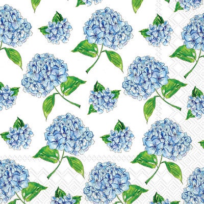 Blue Hydrangea Flower Napkins - Decoupage Paper, DIY Crafts