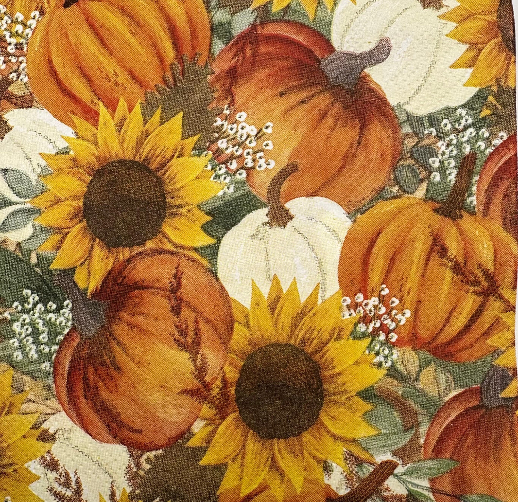 Pumpkin Sunflower Paper Napkins – Fall Thanksgiving Decoupage (5x5 Folded)