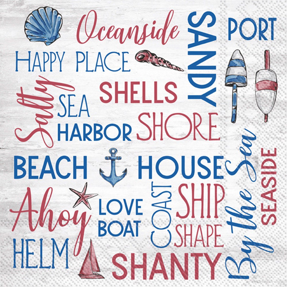 Ocean Theme Napkins: Sea Harbor Decoupage Paper (3pc)